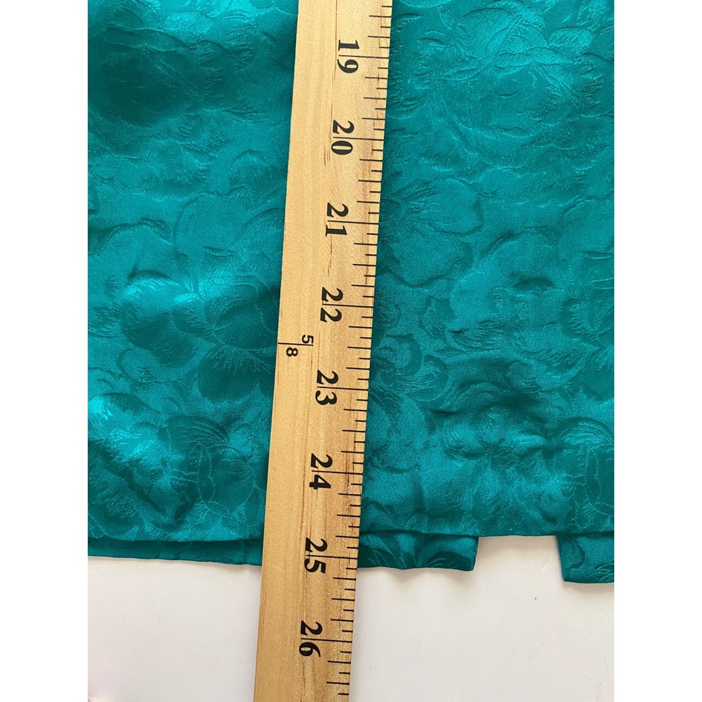 Vintage Teal Green 100% Silk Floral Jacquard Pleated Midi Skirt Womens Size 8 - Picture 6 of 6